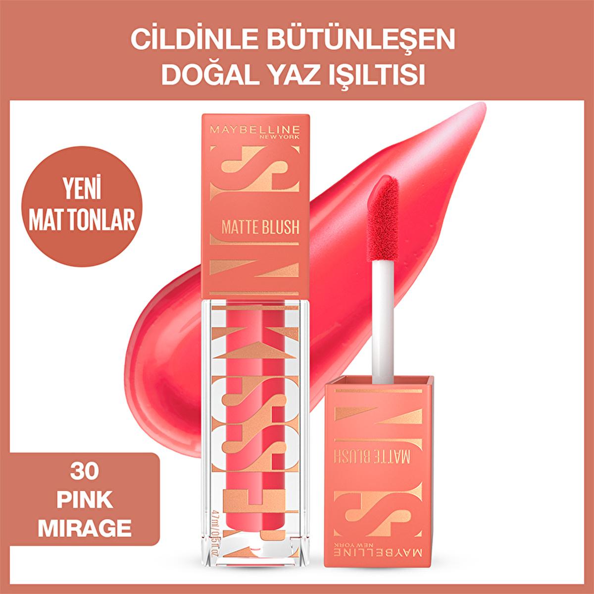 Maybelline Sunkisser Hazy Matte Liquid Blush - Pink Mirage: Natural, Long-Lasting, Buildable, Vitamin E Infused for a Sun-Kissed Glow