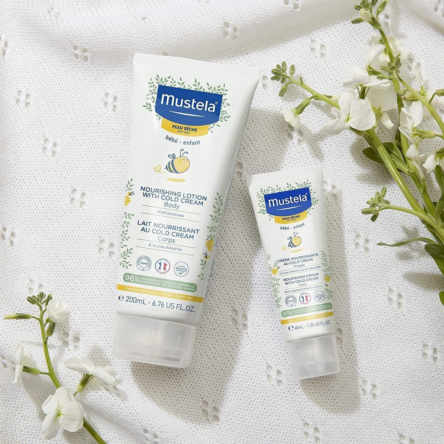 Mustela Nourishing Body Lotion for Newborns - Cold Cream, 96% Natural Ingredients, Dermatologically Tested - 6.76 fl oz