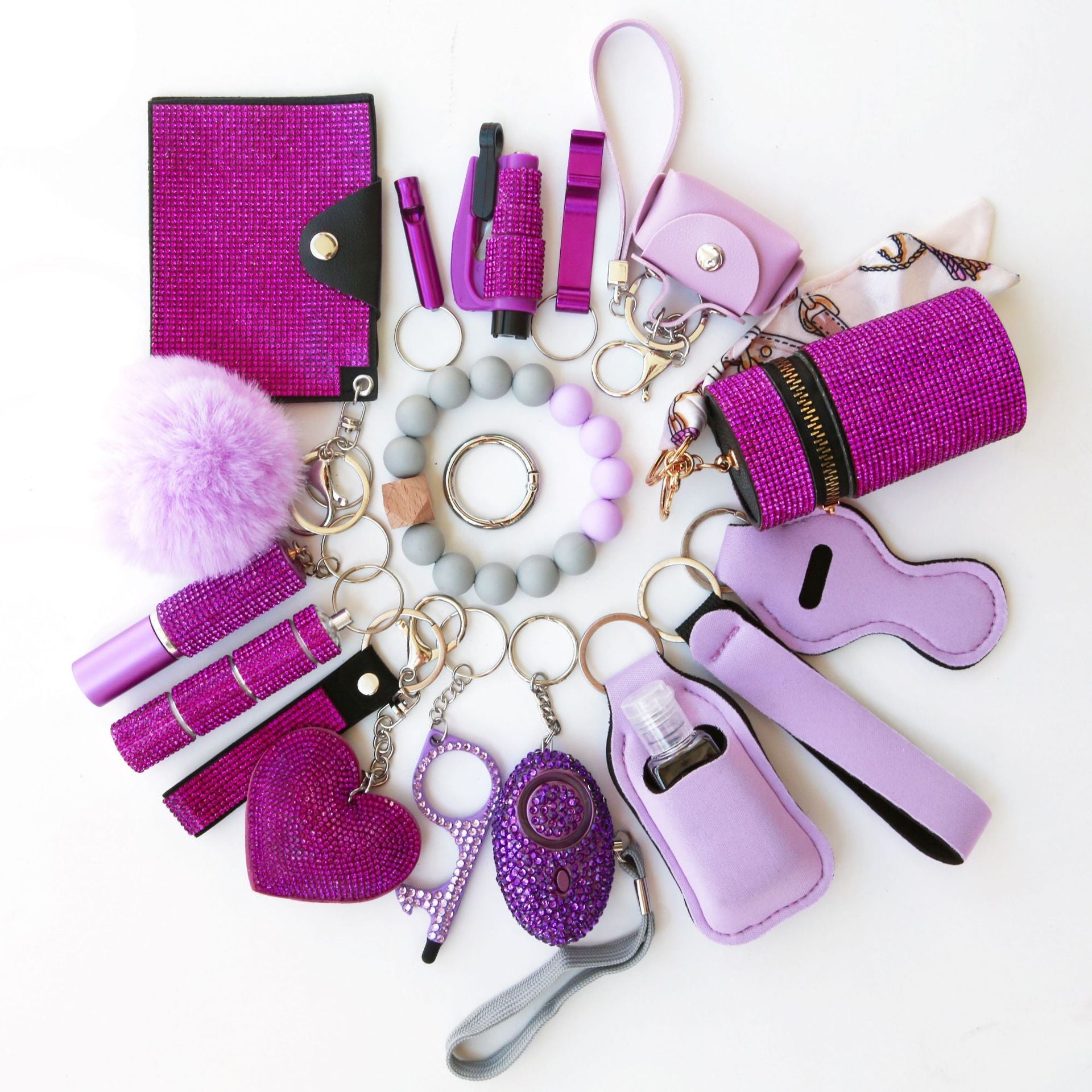 19-Piece Multifunctional Safety Defense Keychain Set