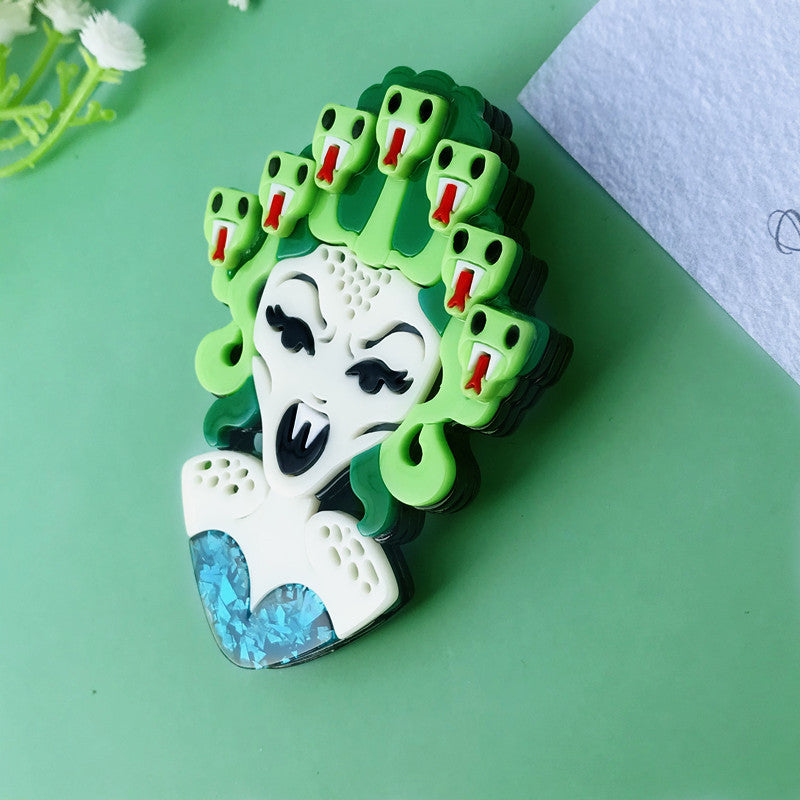 Gorgon Acrylic Brooch Badge Accessory