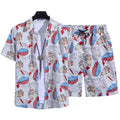 Floral Shirt Set Short Sleeves Retro All-over Floral Print Trendy