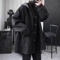 Quilted Hooded Jacket Mens Mid-Length Wool Coat