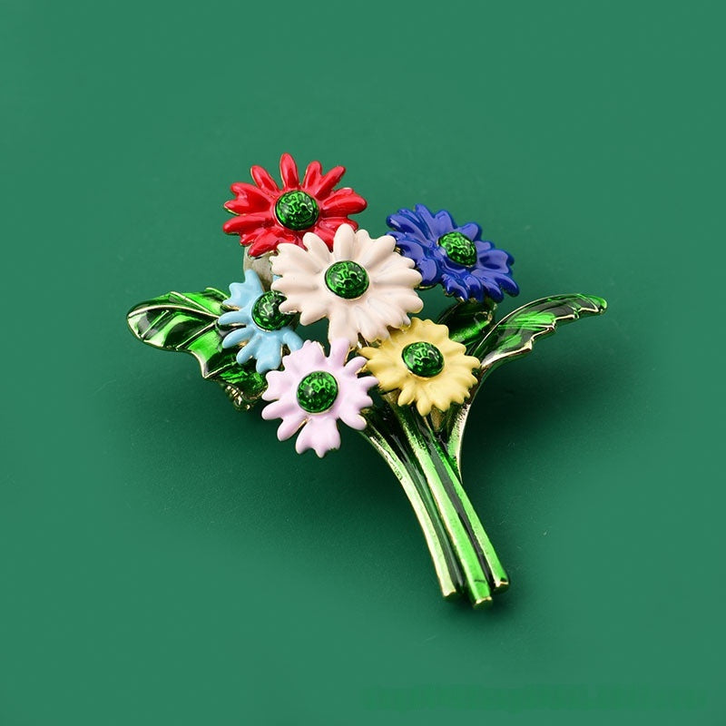 Plant And Flower Series Colorful Little Daisy Brooch