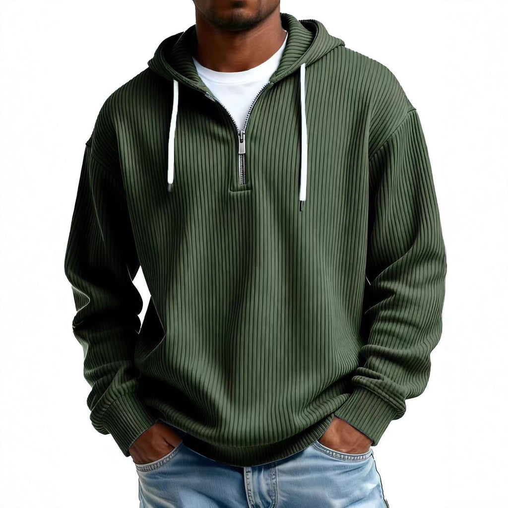 Mens Long-Sleeve Hooded Jacket Loose-Fit Casual Sweatshirt