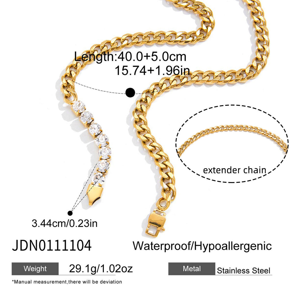 Womens Stainless Steel Cuban-Link Bracelet
