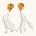 European And American Pearl Tassel Conch Stud Earrings