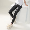 Thin Childrens Slim-fit Faux Leather Pants