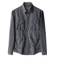 Mens Long-Sleeve Fashionable Casual Solid-Color Shirt