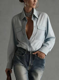 Stylish Relaxed-fit Long-sleeve Collar Shirt For Women