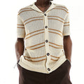 Men's Knitwear Lapel Short Sleeve Hollow Cardigan