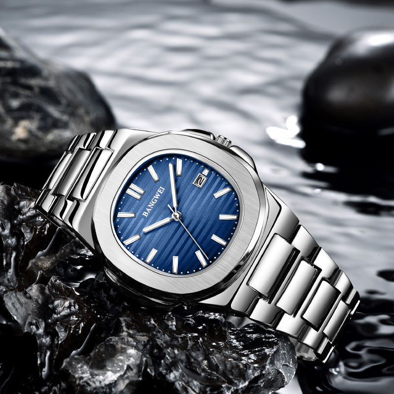 Fashion Steel Belt Calendar Luminous Watch Men