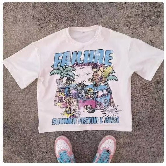 Car Letter Print T-shirt For Men And Women