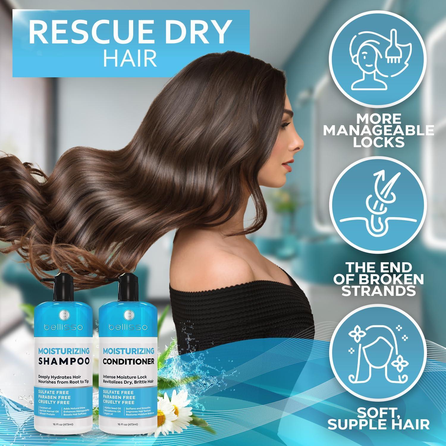 Moisturizing Shampoo and Conditioner Set Sulfate Free Care for Women and Men Hydrating Deep Moisture Duo with Shea Butter Salon Grade Color Safe Ideal for Curly Hair and Dry Split Ends
