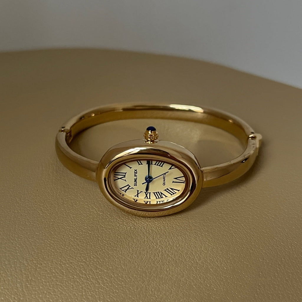 Women's Oval Roman-Numeral Bracelet Watch