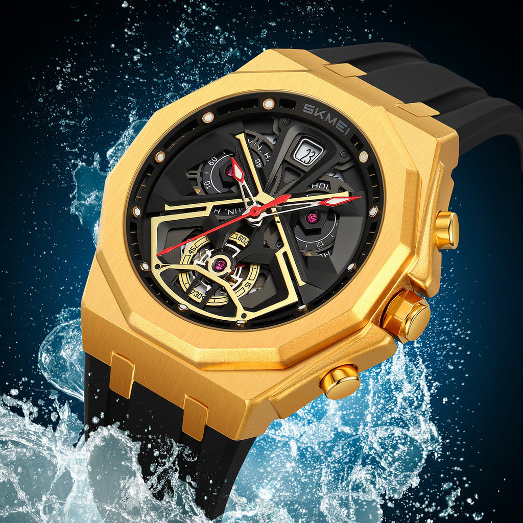 Mens Hollow-out Waterproof Multi-function Watch