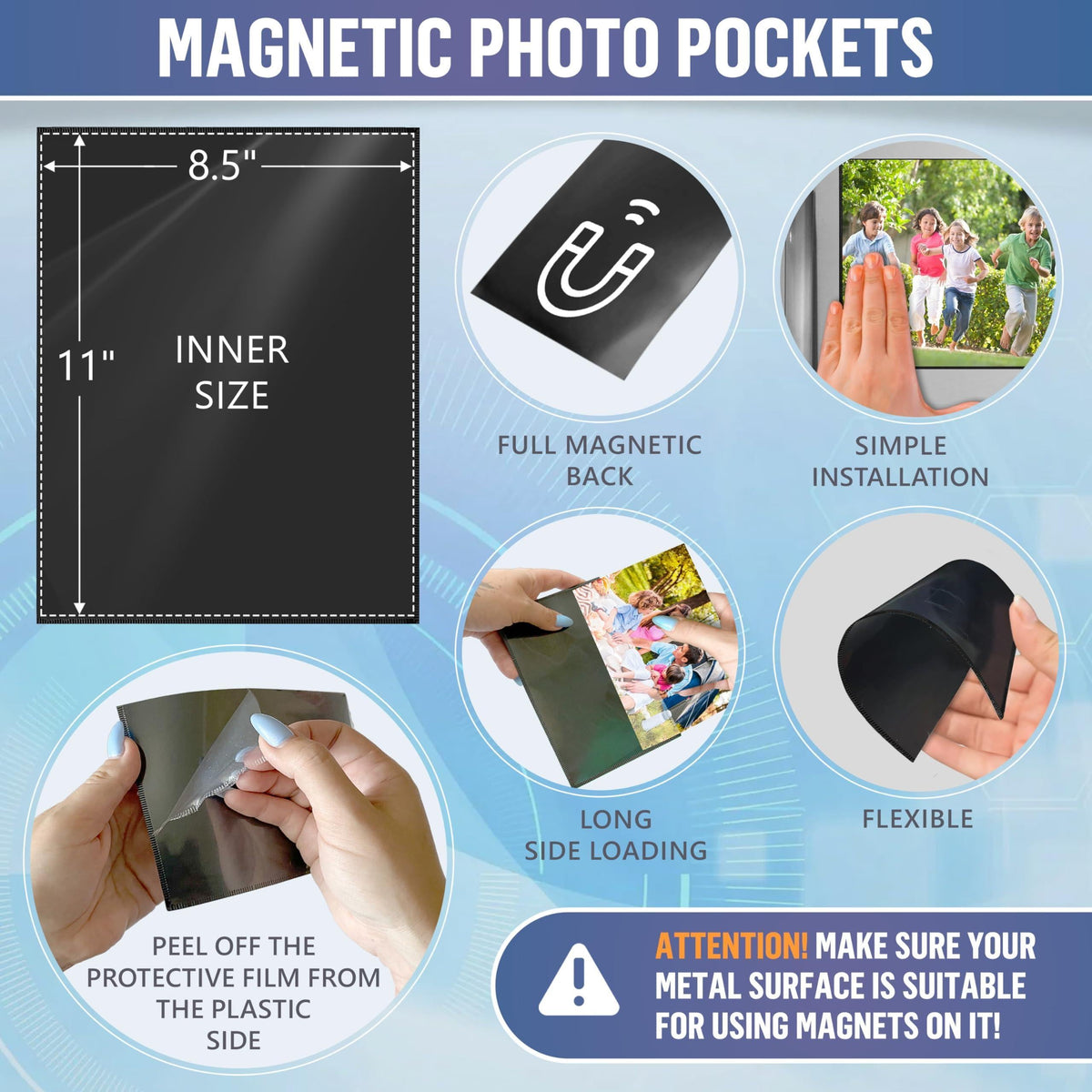 10 Pack Magnetic Frames 8.5 x 11 inch Magnetic Picture Frames for Fridge Magnetic Picture Frames for Refrigerator Magnetic Photo Sleeves Locker Magnet Frame Magnetic Photo Pockets Magnetic Picture Holder