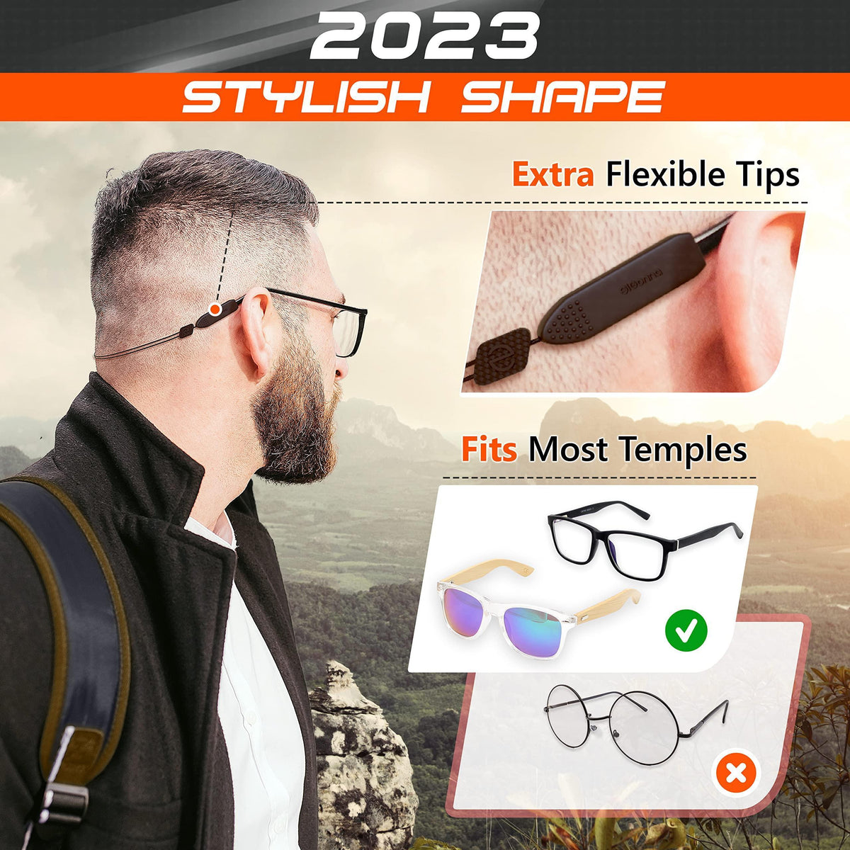 Adjustable Glasses Strap3 Pcs Eyeglasses Holders No Tail 3 Pcs XL Size 17 inch