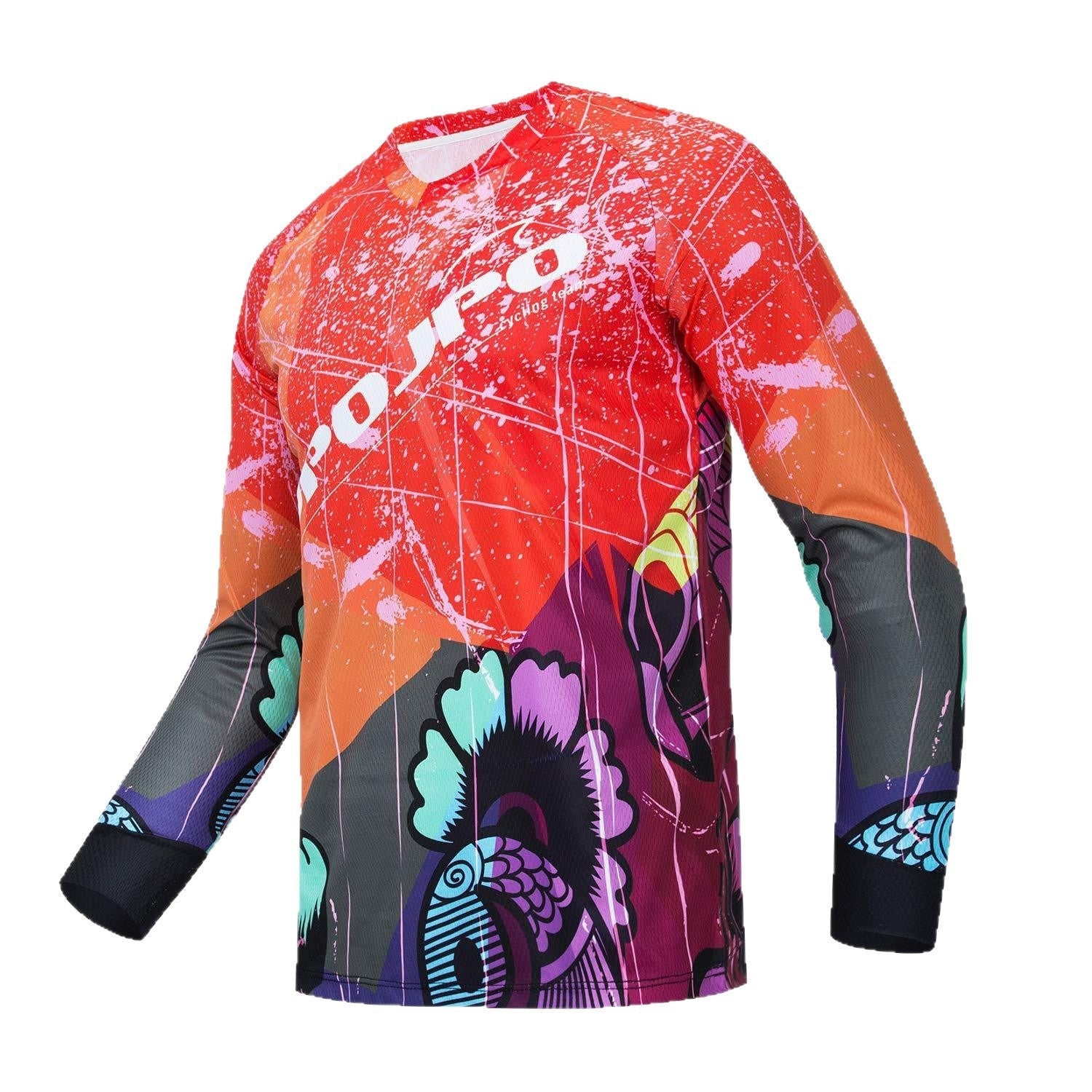 V-neck 3D Digital Print Long Sleeve