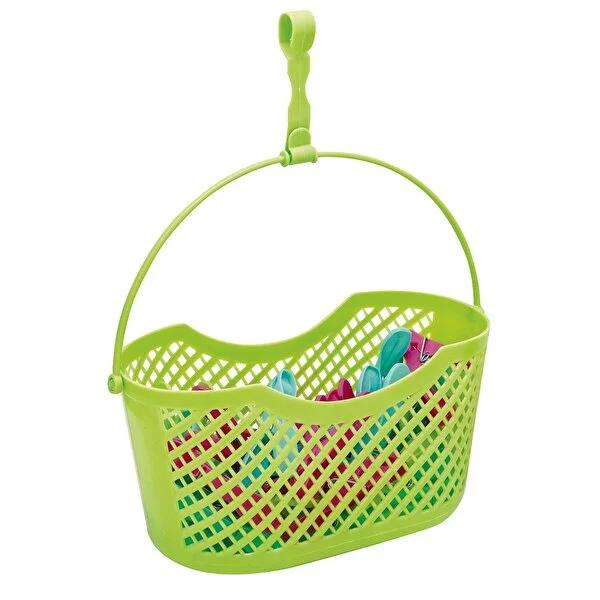 Flink & Sauber Clothespin Set - 30 Stainless Clothespins with Basket, UV Resistant Laundry Accessories
