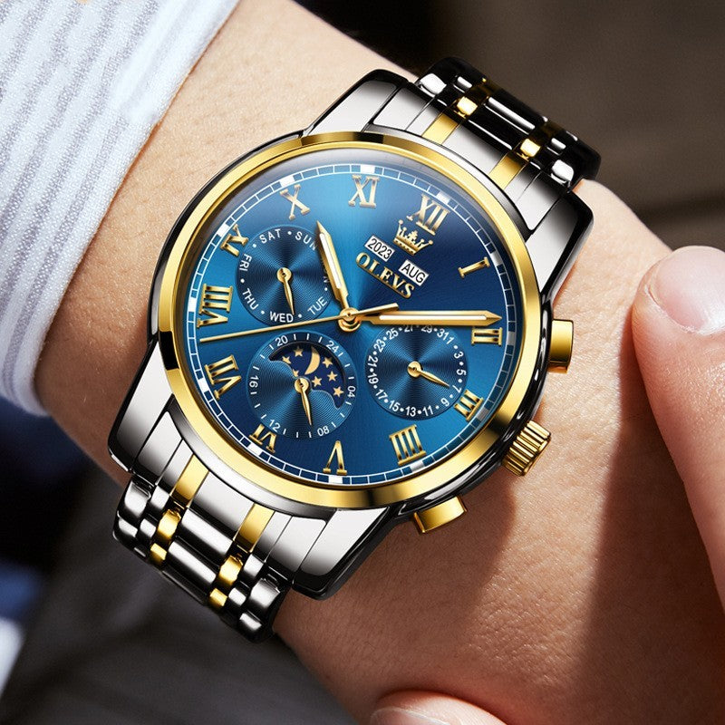 Multifunctional Moon Phase Automatic Waterproof Watch