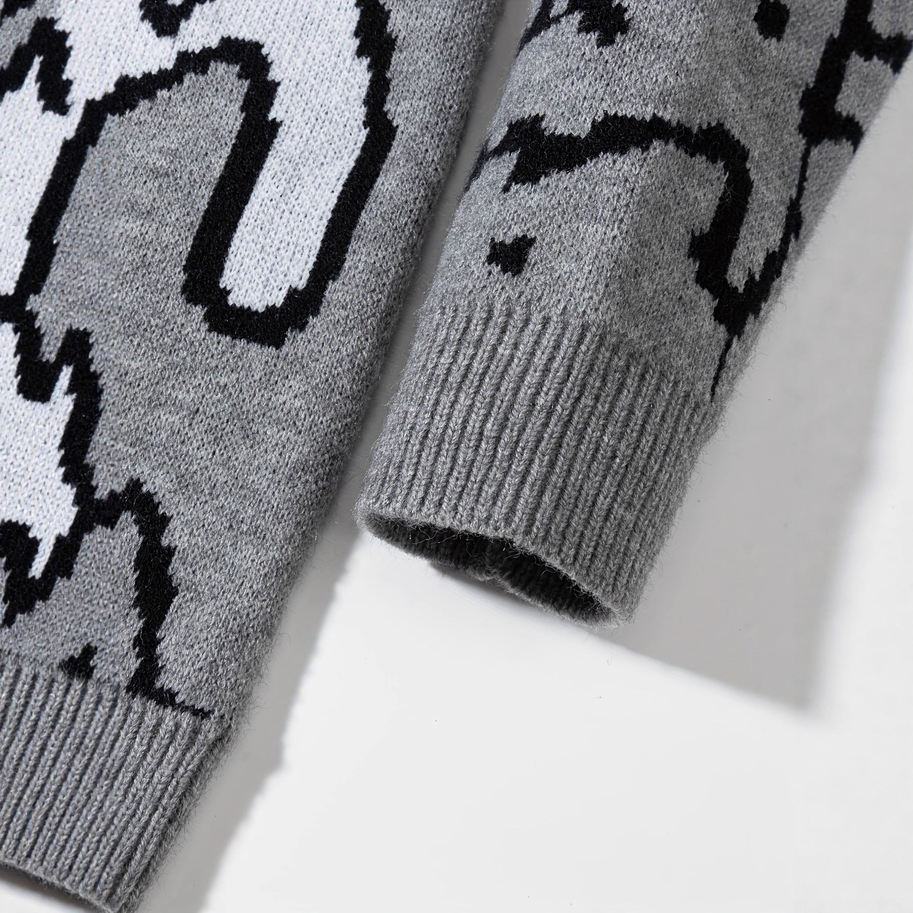 Mens Cute And Quirky Cat-print Knit Sweater