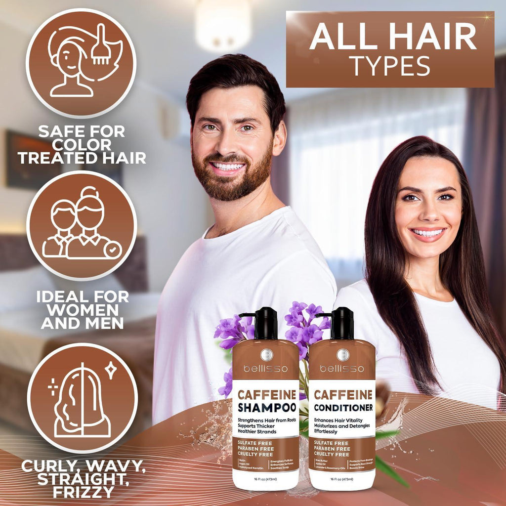 Caffeine Shampoo and Conditioner Set Volumizing Products for Women and Men Thickening Volume Boosting Formula for Thinning and Fine Hair Sulfate Free No Parabens Hydrating Salon Grade