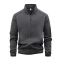 Zippered Pocket Long-sleeve Stand-collar Cardigan Sweatshirt