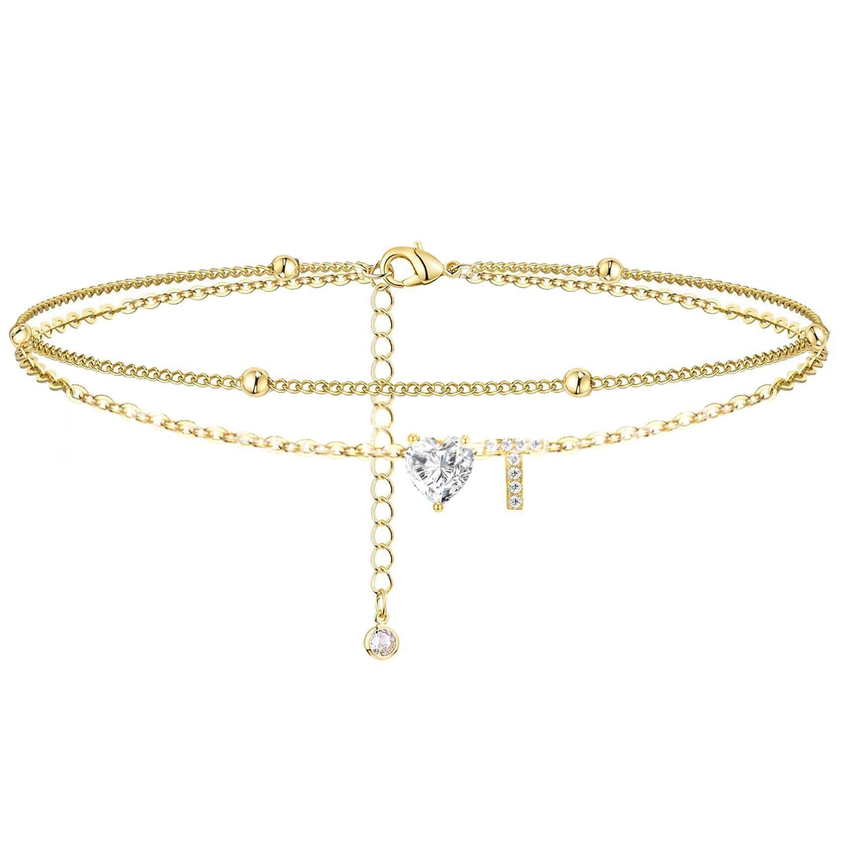 Womens Adjustable Delicate Versatile Double-layer Anklet Set