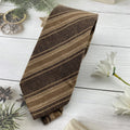 Autumn Winter British Style Knitted Cotton Linen Striped Tie
