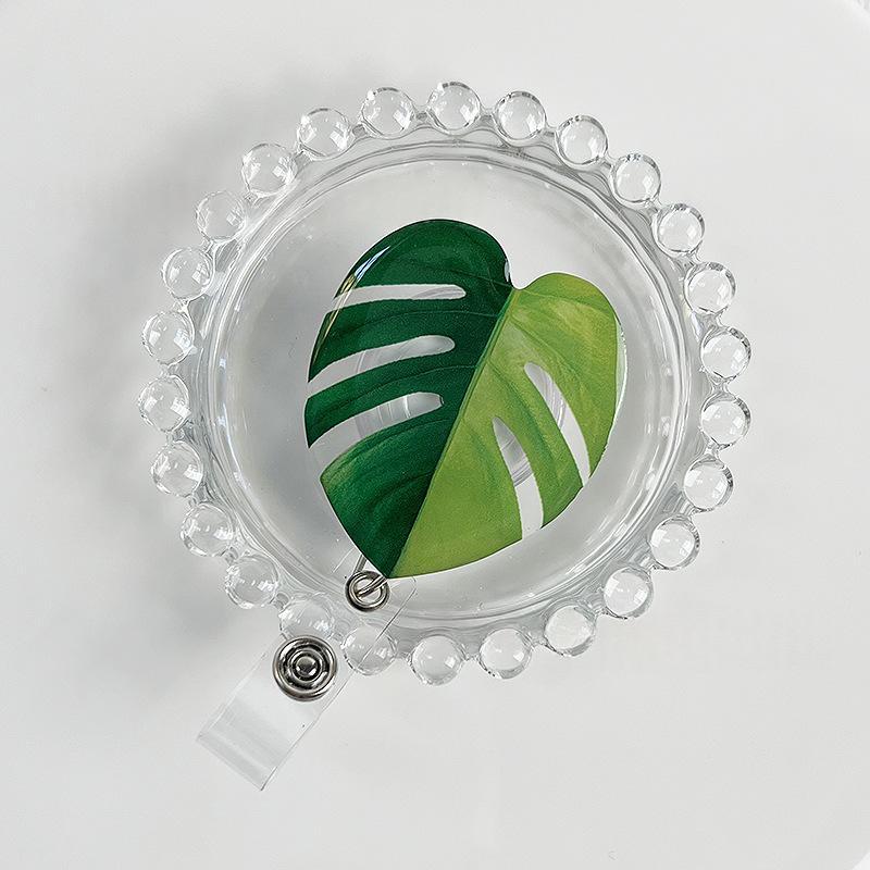 Rotating Leaf Acrylic Epoxy Work ID Badge Employee ID Card Alligator Clip