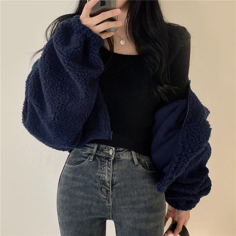 Women's Thermal Faux Fur Zip Cardigan