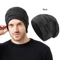 Mens Winter Knitted Hat Couples Style Warm Fleece-Lined Ear-Protecting Wool Cap