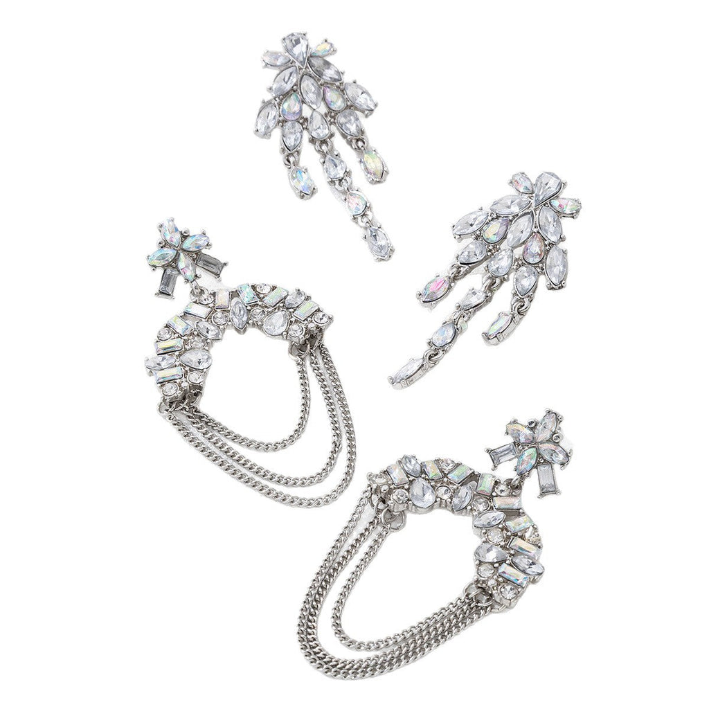 Trending Fashion Chain Rhinestone Drop Earrings For Women, Unique Versatile Light Luxury Alloy Ear Jewelry, Geometric Stud Earrings