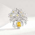 Exquisite Floral Basket Yellow-diamond Brooch Niche Design Statement Corsage