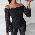 Women's Minimalist And Versatile Black Lace Top