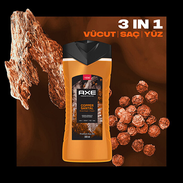 Axe Premium Collection Copper Santal Shower Gel - 10oz | 3-in-1 Formula