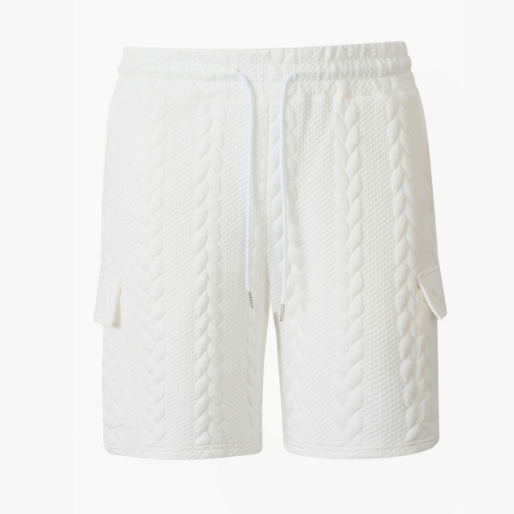 Mens Drawstring Jacquard Casual Shorts