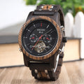 Business Flywheel Mechanical Multi-function Wooden Watch