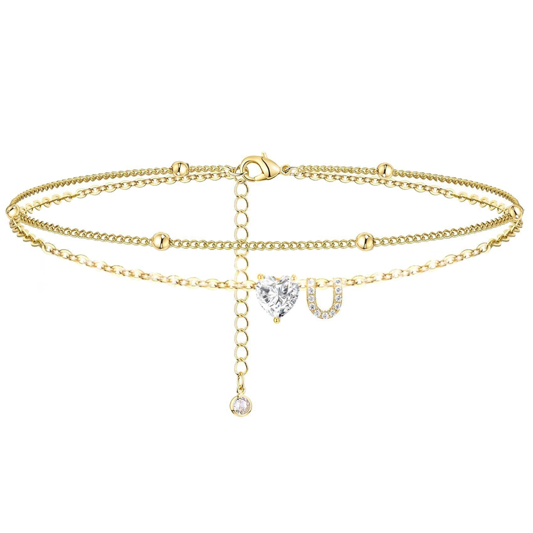 Womens Adjustable Delicate Versatile Double-layer Anklet Set