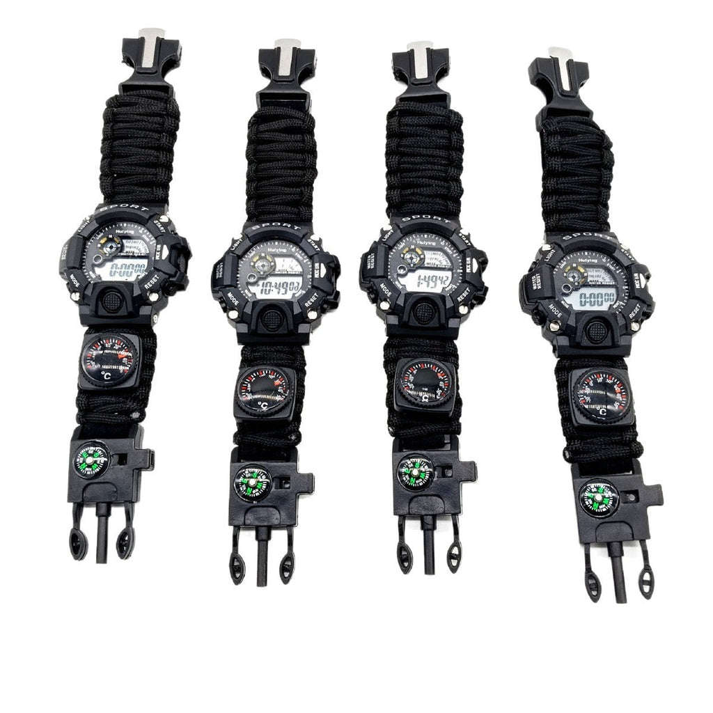 Multifunctional Outdoor Survival Paracord Adjustable Waterproof Watch For Camping