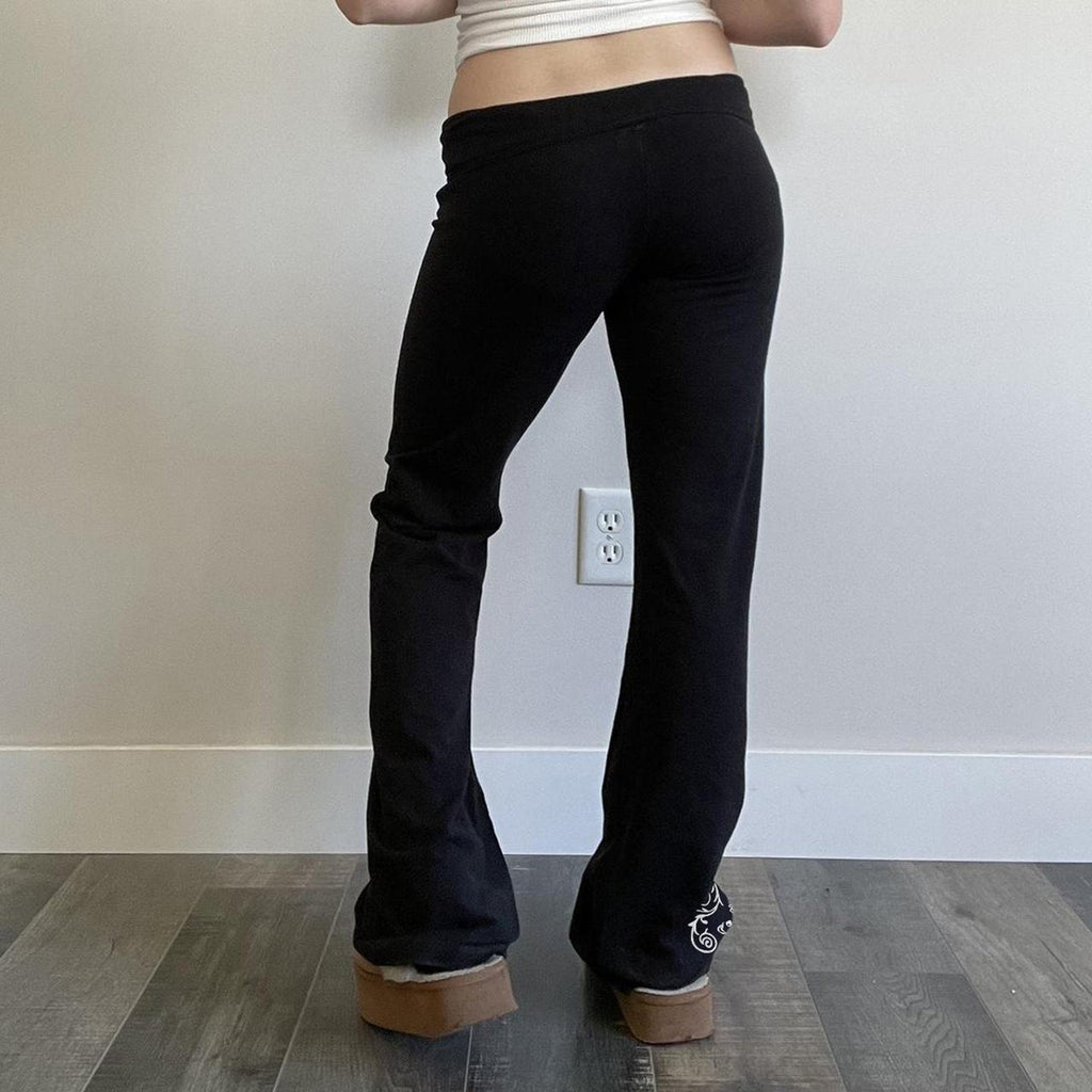 Vintage-style Personalized Printed Black Knit Pants