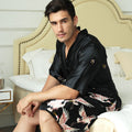 Printed Silk Nightgown Men's Groom Morning Gown Pajamas