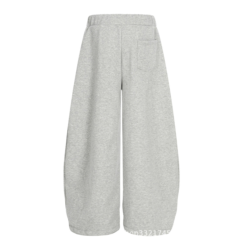 Starry Embroidery Fleece Lined Casual Pants For Women Loose Fit Trousers