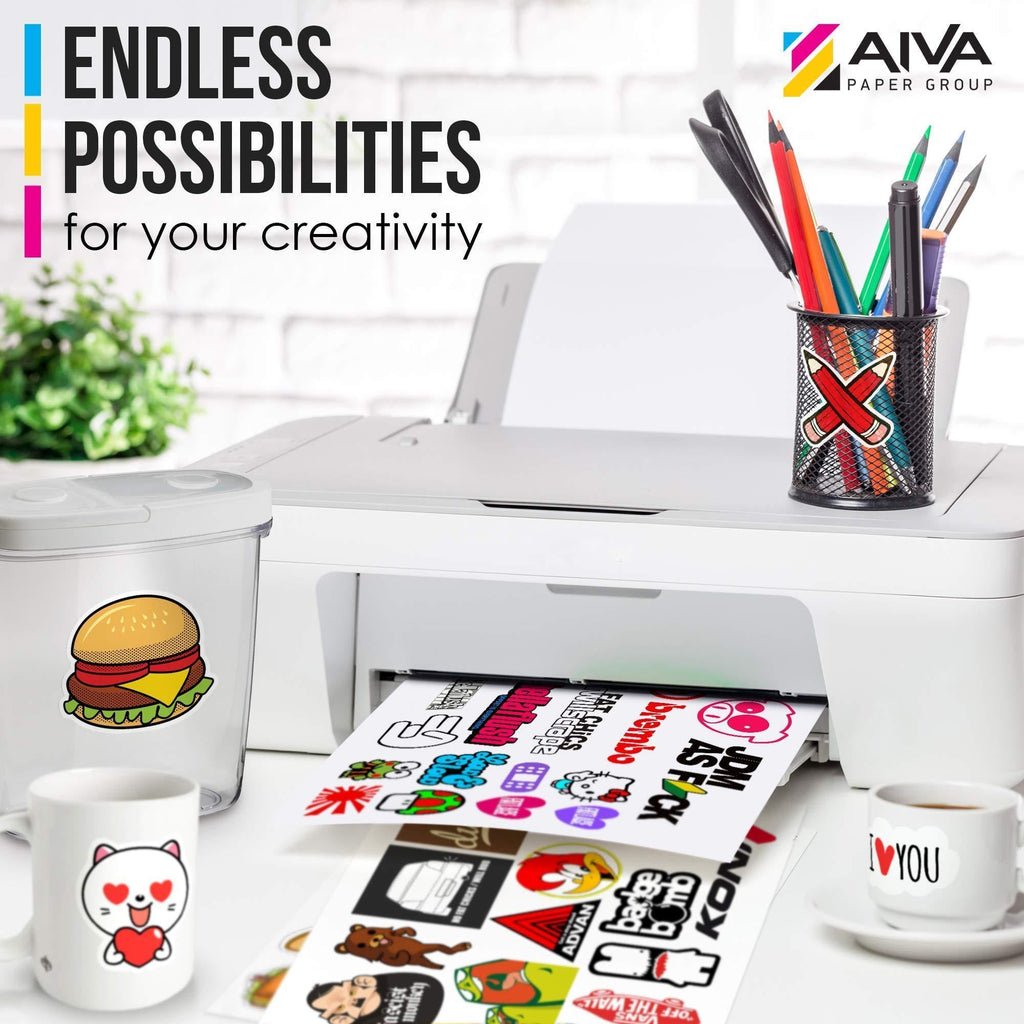 Printable Vinyl Sticker Paper Waterproof Decal Paper for Inkjet Printer 50 Sheet