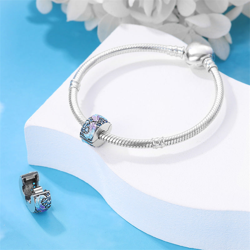 Silver-plated Colorful Zircon Accent Bead DIY Bracelet Charm