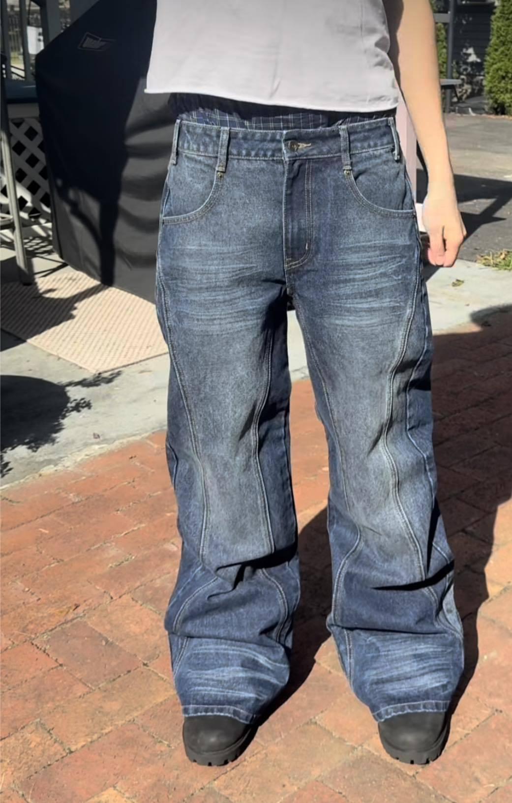 Mens Vintage Washed Distressed Jeans