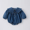 Toddler Denim Romper Triangle-style Crawling Suit Girls One-piece Dress