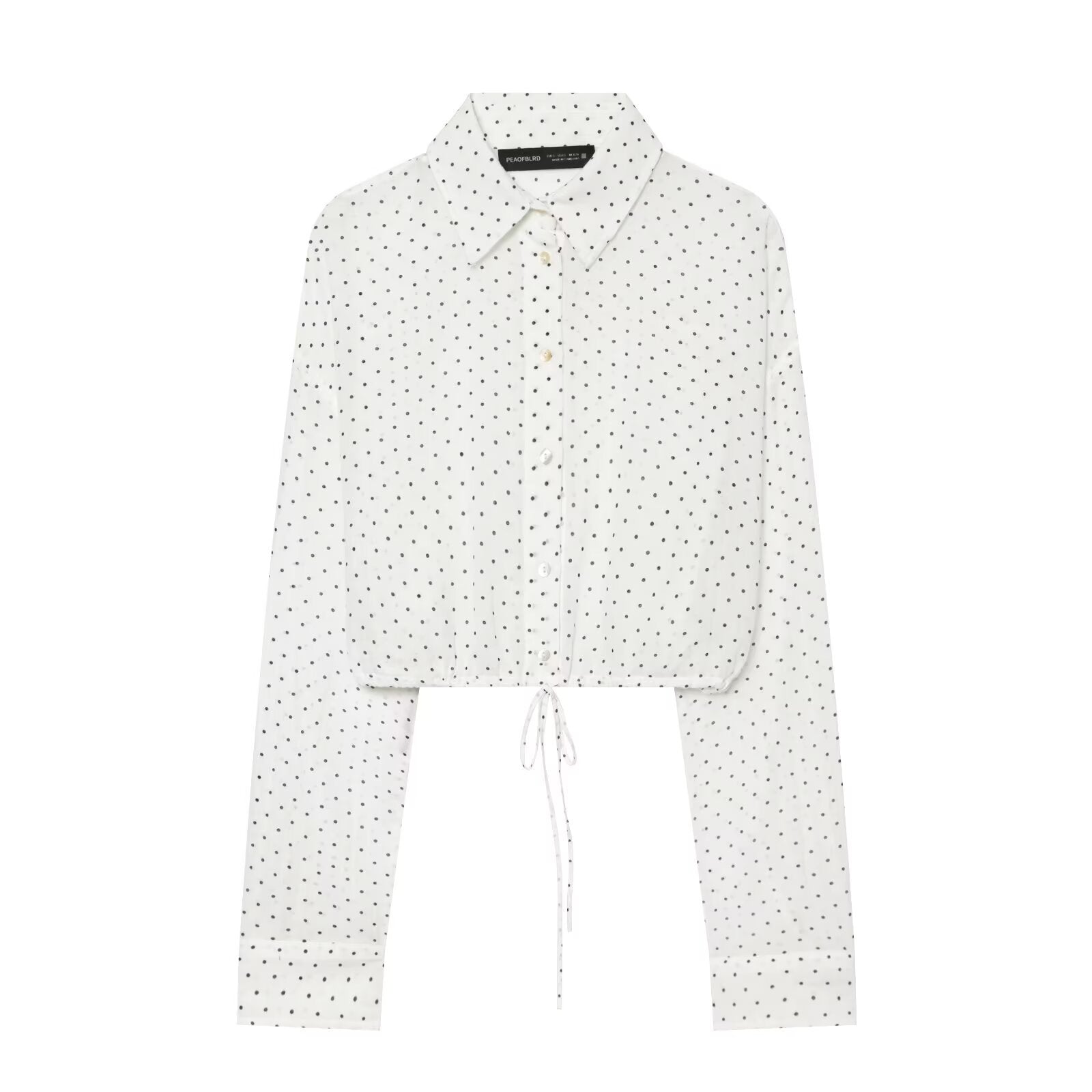 Adjustable polka dot embellished short chiffon shirt