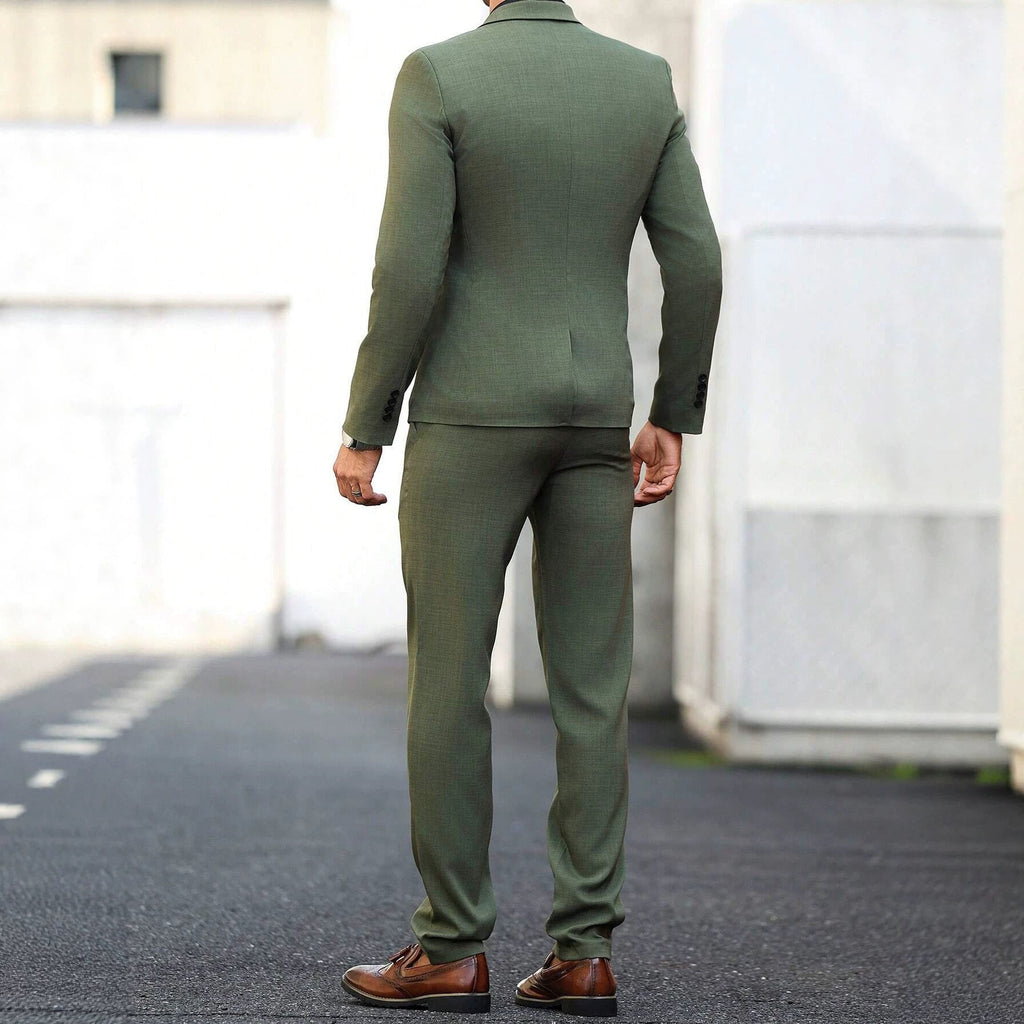Mens Light-business Dark Green Suit Set