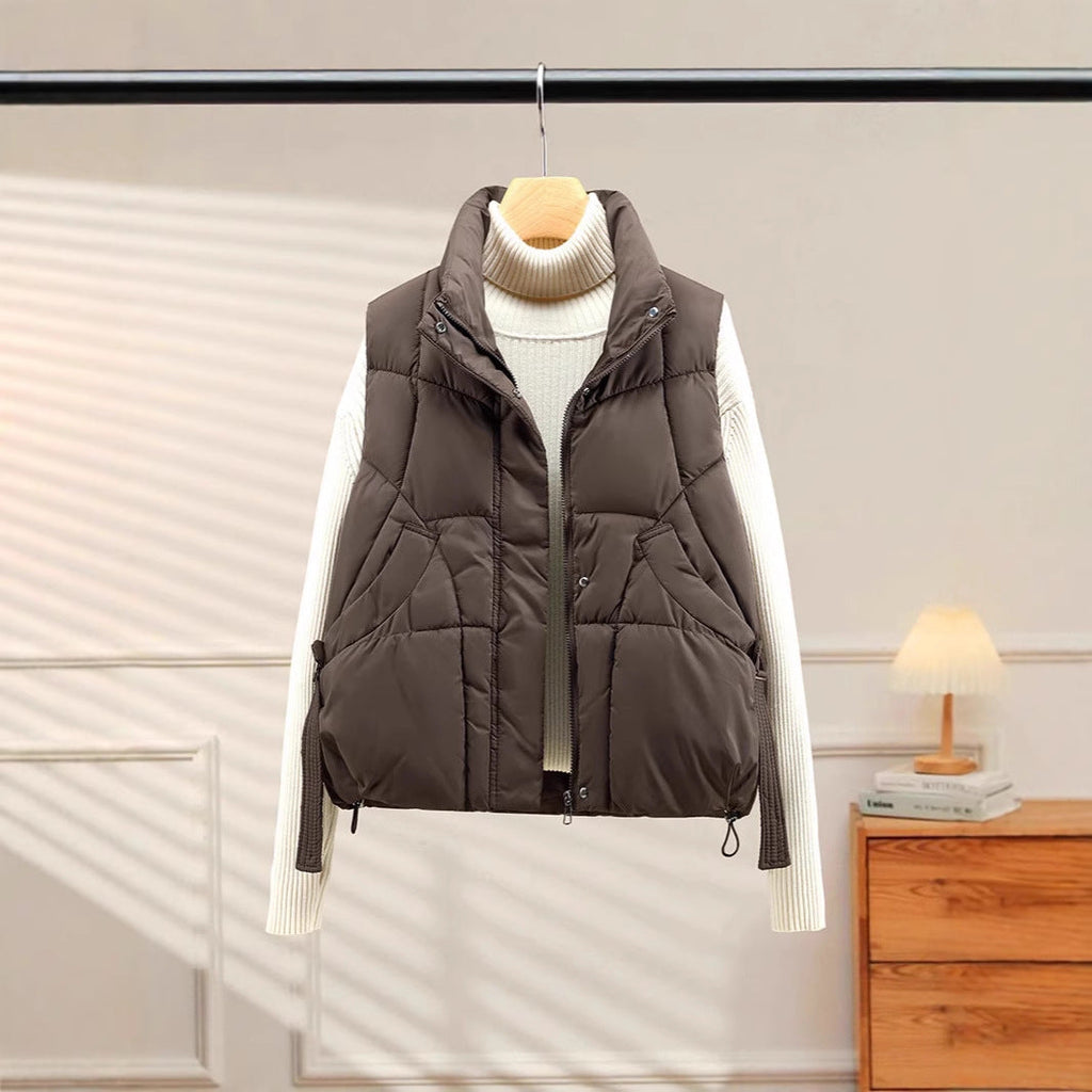 Women's Autumn Loose Outerwear Stand Collar Cotton Vest